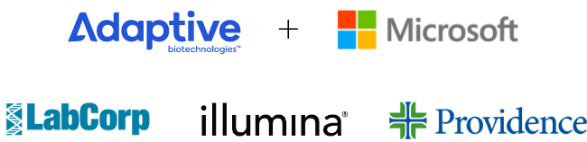 Image showing logos for Adaptive Biotechnologies, Microsoft, LabCorp, illumina, Providence