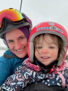Mary Pat Lancelotta and her daughter go skiing